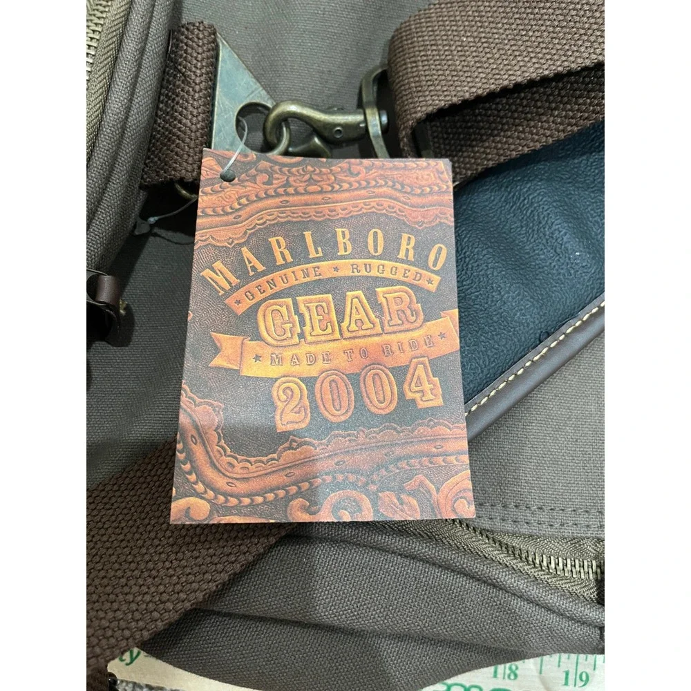 Marlboro Gear 2004 Brown Canvas Leather Trim Duffel Travel Bag NWT Vintage